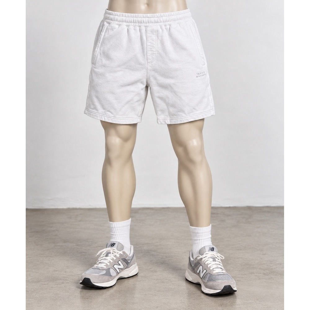 TravisMathew Mens Lounge XL Shorts Cream Off-White Elastic Waist Athletic